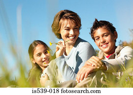 mãe crianças, em, prado