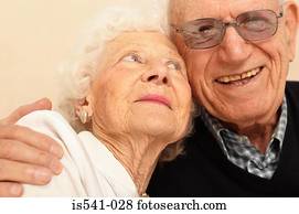 Happy elderly couple together