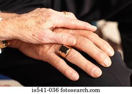 mãos, de, par ancião