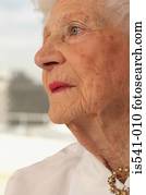 perfil, de, mulher idosa