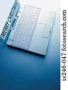 Merry Christmas display on laptop