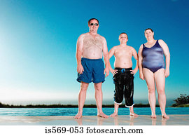 família, desfrutando, a, verão