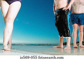 família, desfrutando, a, verão