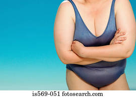 Overweight woman in swim suit