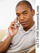 Man using cellular telephone