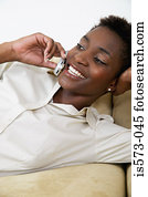 Woman on cellular telephone