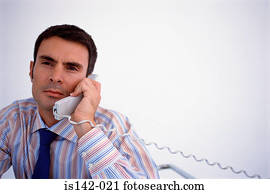 homem negócios, com, telefone