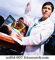 pessoal ambulância, com, paciente