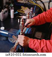 engenheiro, ajustar, maquinaria