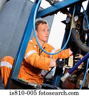 engenheiro, trabalhar, maquinaria