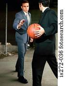 homens negócios, basquetebol jogo