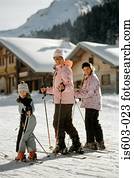 Family on skiing vacation