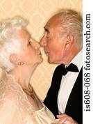 Senior couple kissing