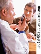 Doctor using a dictaphone