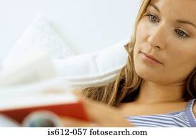 Woman reading indoors