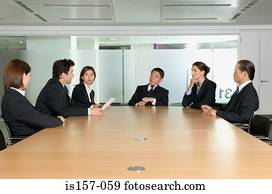 businesspeople, em, quarto conferência