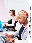 estudantes, usando, computadores