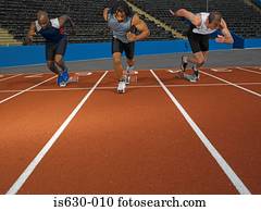 Sprinters on race track