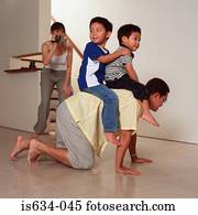 Family playing at home