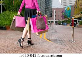 mulher, carregar, bolsas para compras