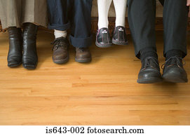 Close-up of family shoes