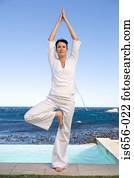 Woman in yoga position 