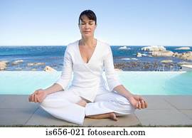 Woman in yoga position