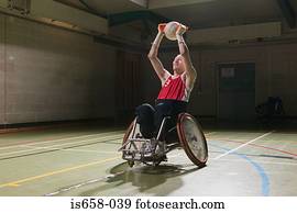 jogador basquetebol, em, um, cadeira rodas