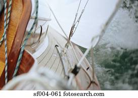 bote, em, áspero, mar