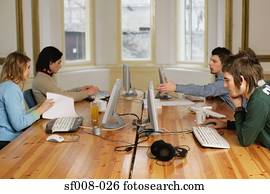 Working in a modern office