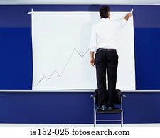 homem negócios, desenho, um, gráfico