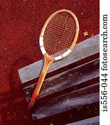 raquete tênis, ligado, banco