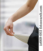 Person with empty pocket