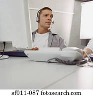 Male call centre operator