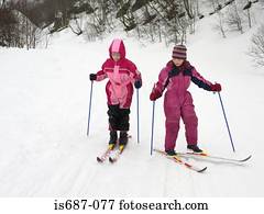 meninas, esquiando