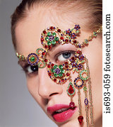 Woman wearing face decoration