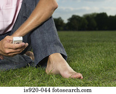 Man using a cellular telephone