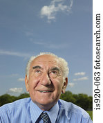 pensativo, olhar, homem idoso