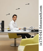 homme, dans, sien, bureau