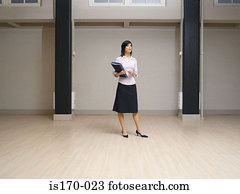 Woman in an empty office space