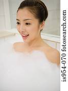 女, 中に, 泡 浴室