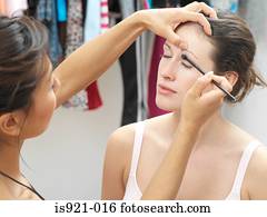 artista maquilagem, trabalhar, modelo