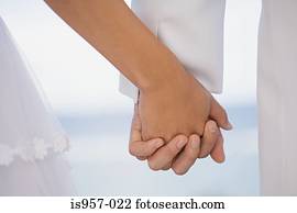 mãos, de, noiva noivo