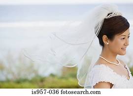 noiva, desgastar, véu