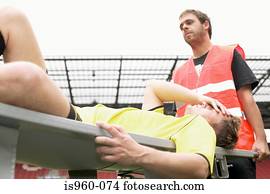 footballer, ligado, um, maca