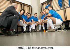 treinador, com, equipe futebol