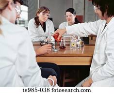 Students doing an experiment