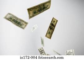 Falling hundred dollar bills