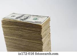 Stack of hundred dollar bills