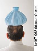 homem, com, eutético, ligado, seu, cabeça